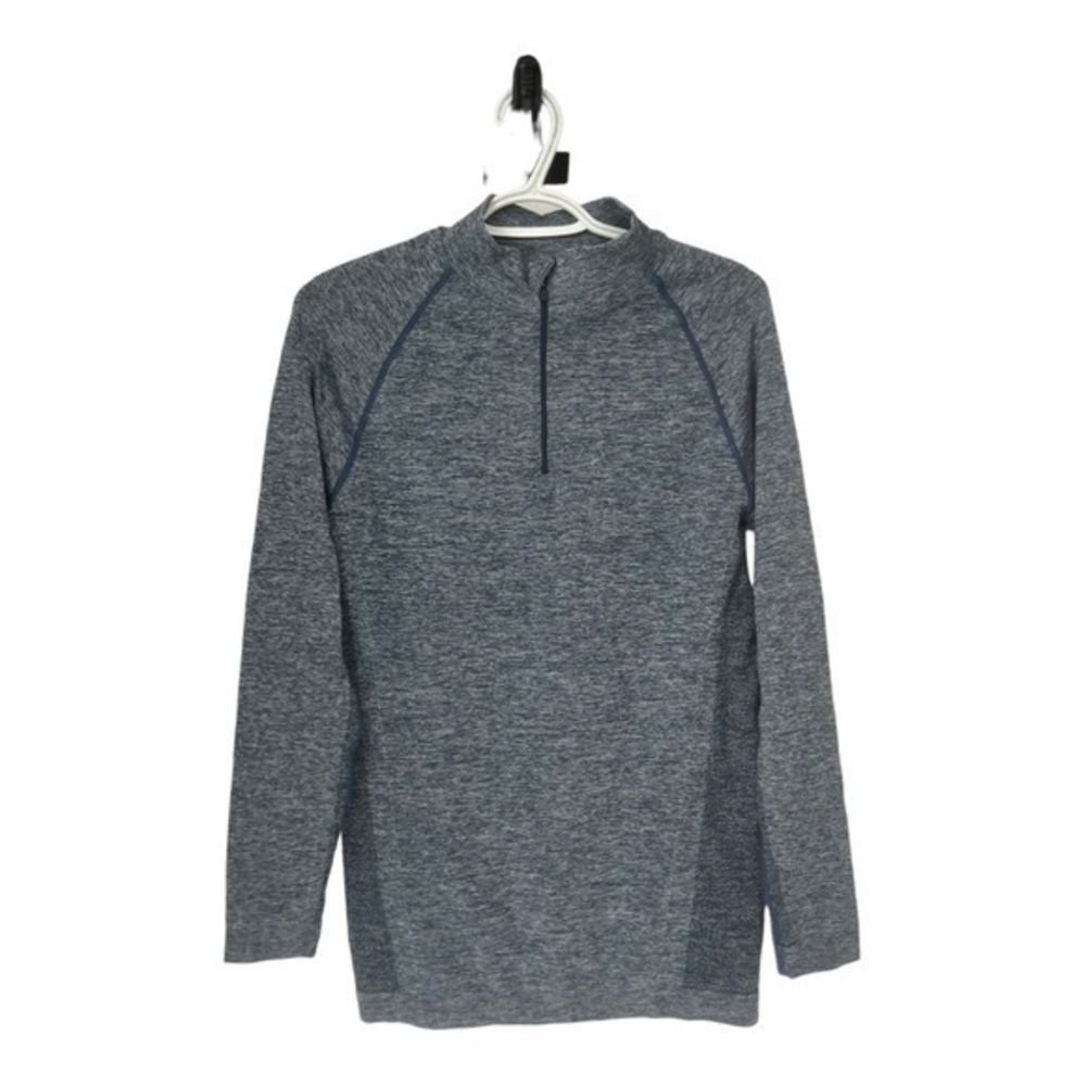 Kyodan Women’s Heather Blue Gray Quarter Zip Long Sleeve Pullover Sweatshirt Sm